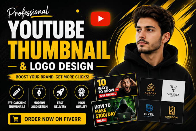 design professional youtube thumbnail and business card