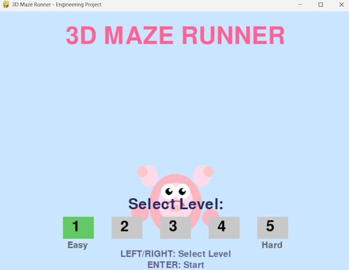 develop a 3d maze runner game in python