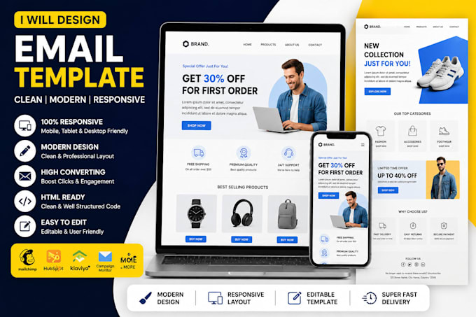design and develop modern responsive email template