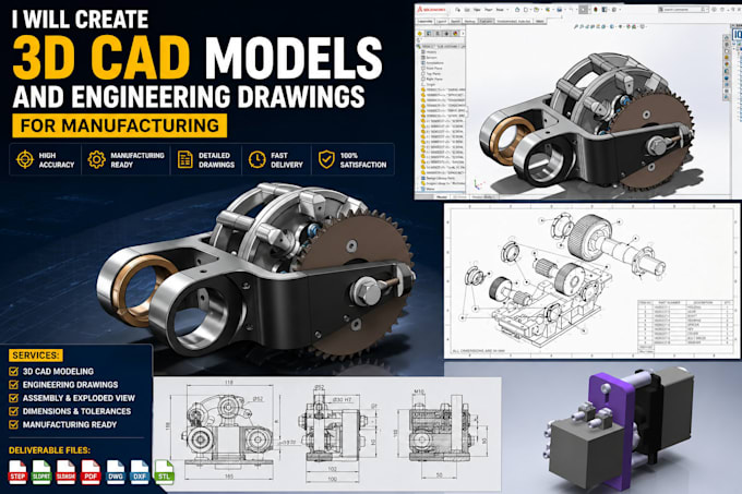 Create accurate 3d cad designs and technical drawings for manufacturing ...