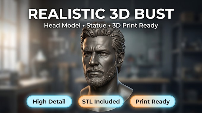 sculpt realistic 3d bust, head model or statue for 3d printing