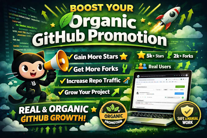 do organic github promotion to gain star fork repo traffic organic github pro
