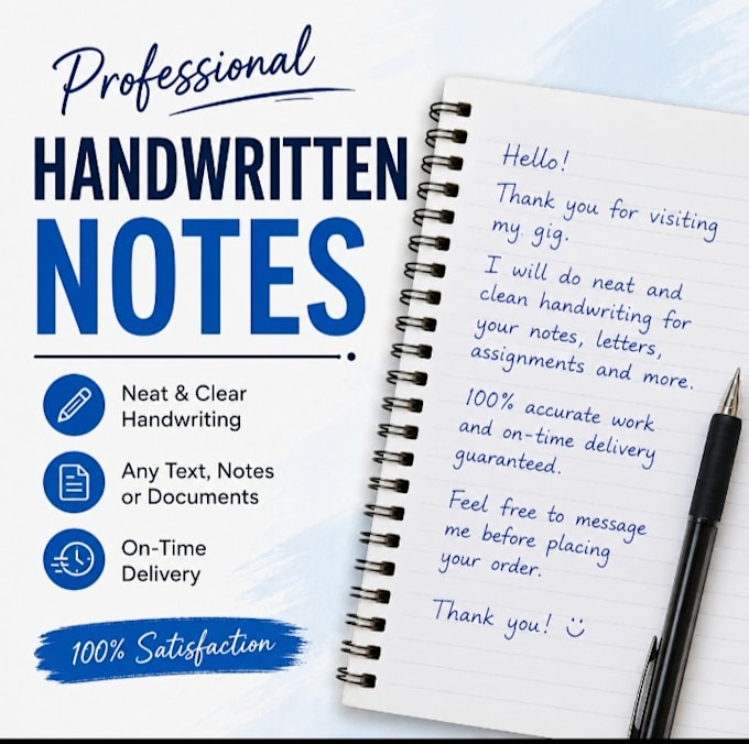 write neat handwritten notes and assignments in english