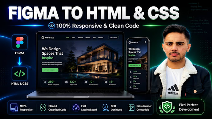 convert figma to HTML CSS with a fully responsive layout