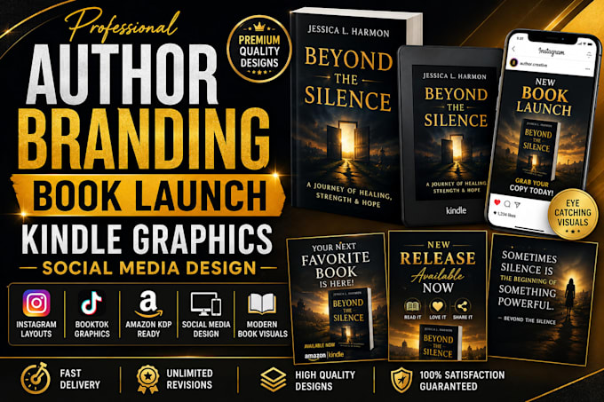 create professional author branding and book launch graphics