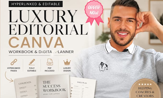 hyperlinked luxury editorial canva workbook and digital planner