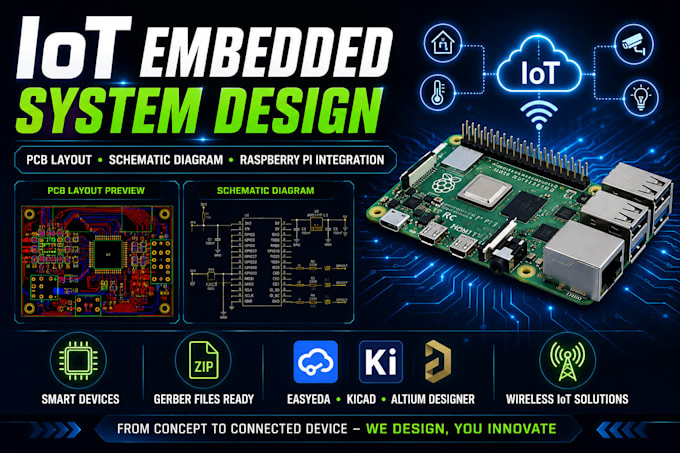 do iot embedded system design with schematic and pcb layout using raspberry pi