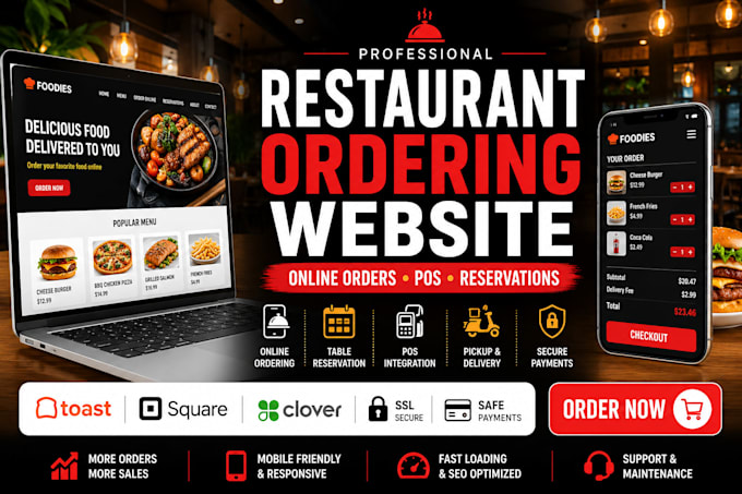 build restaurant website, web app with online ordering and pos integration