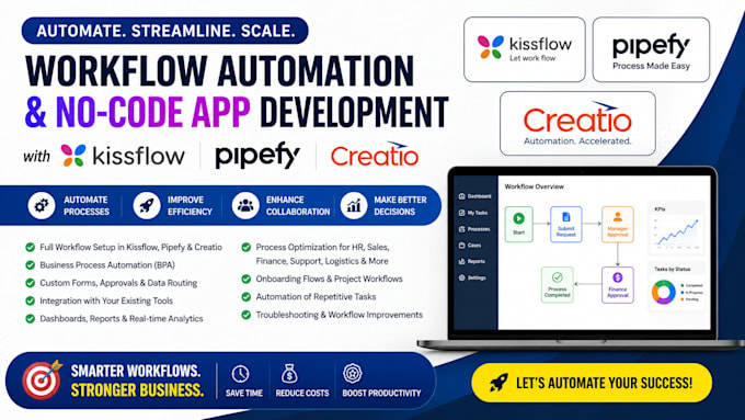 build workflow automation, apps on kissflow, pipefy, appian, creatio, outsystems