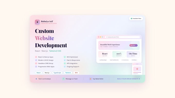 build a custom react and nextjs website with tailwind CSS
