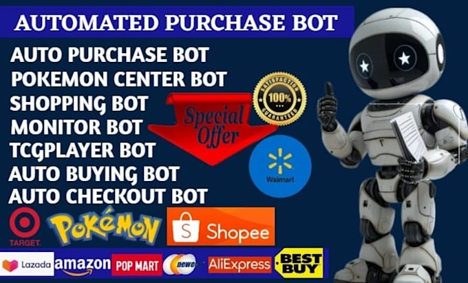 develop auto purchase bot, lazada bot, pokémon bot, auto buying bot, target bot