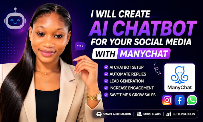 create ai chatbot for your social media with manychat