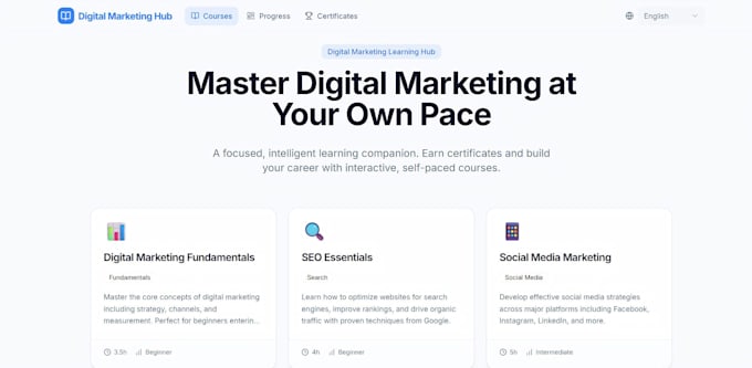 build a professional digital marketing learning app