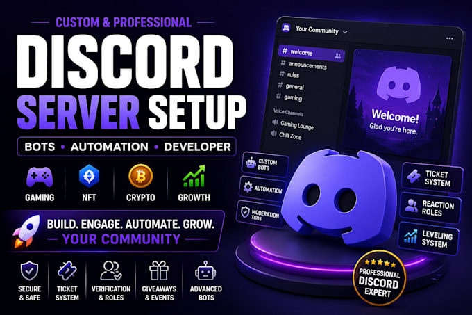 custom discord server setup bots automation discord developer gaming nft crypto
