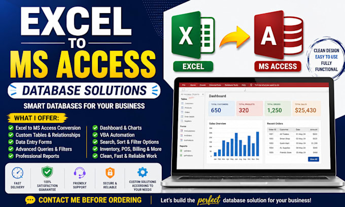 convert excel into ms access database with forms and reports
