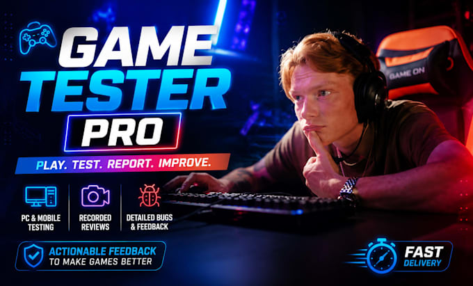 playtest, review and record your pc video game, mobile game testing, app tester