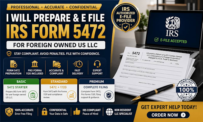 prepare and e file irs form 5472 for foreign owned US llc