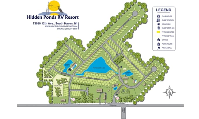 render site plan, plat map, campground map, subdivision design resort map