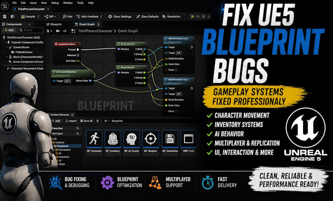 fix ue5 blueprint bugs character movement inventory ai systems