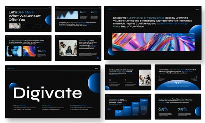 design modern webinar pitch deck coaching slide KPI dashboard presentation canva