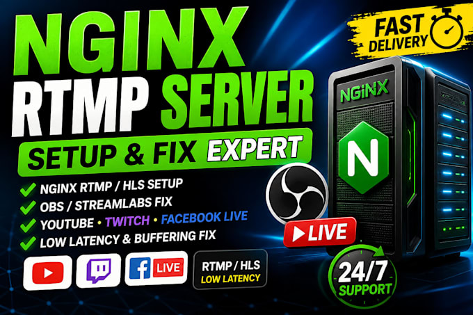 setup nginx rtmp streaming server with obs and hls