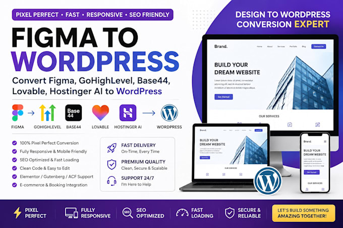 convert figma to wordpress gohighlevel base44 lovable to wordpress hostinger ai