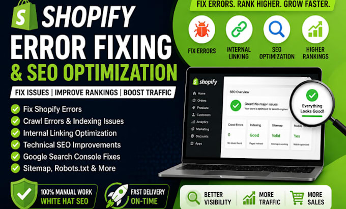 fix shopify internal linking, crawl issues, and technical SEO errors fast