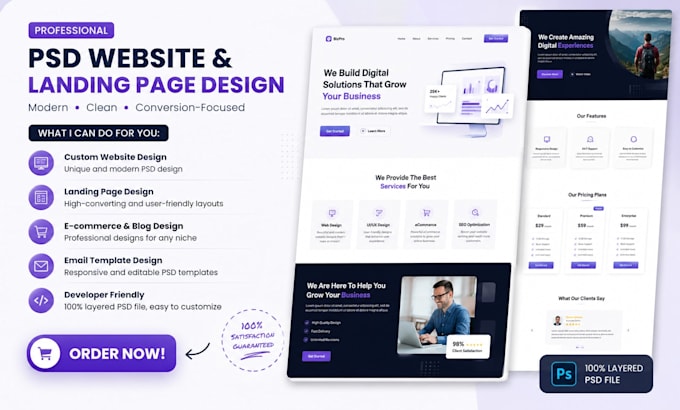 design your responsive landing page or website PDF to HTML