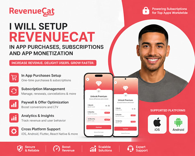 setup revenuecat in app purchases and subscriptions for ios and android