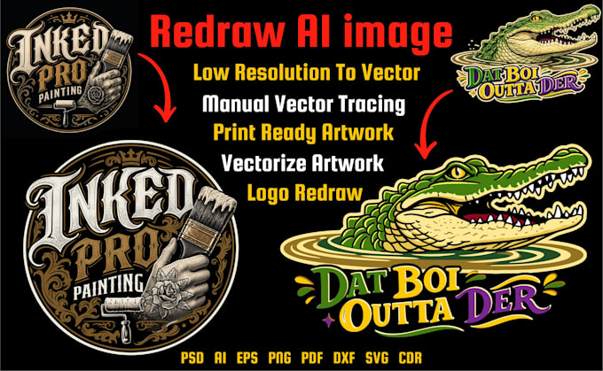 fix, redraw, and convert your ai image into print ready vector