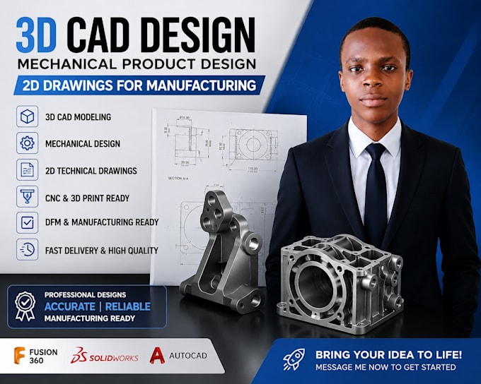 Design 3d cad models, mechanical product design, 2d drawings for ...