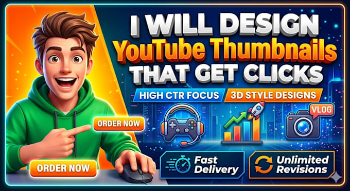 design a professional youtube thumbnail for gaming  business