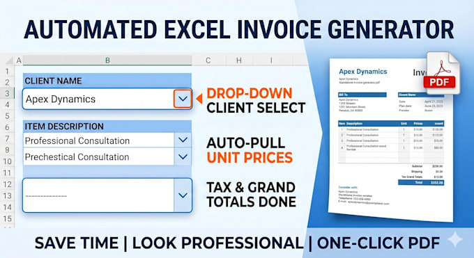 build an automated excel invoice generator template