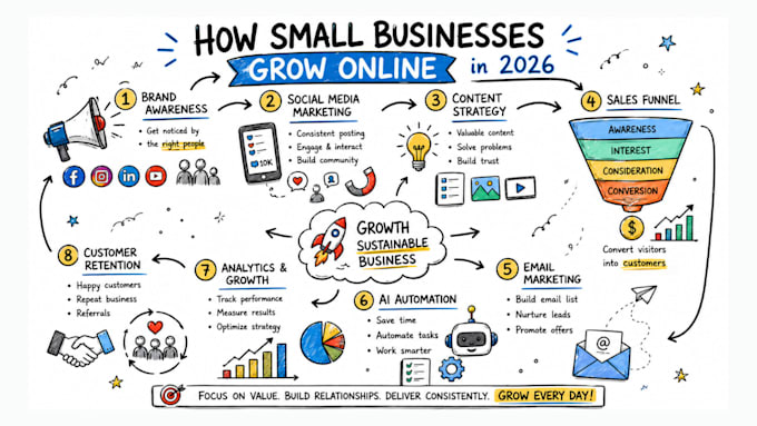 create sketchnote, visual note, infographic and doodle illustration for business