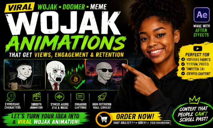 create viral wojak meme animations for tiktok, youtube
