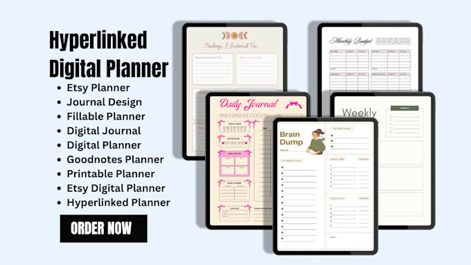 etsy digital planner, hyperlinked planner, digital product, editable workbook