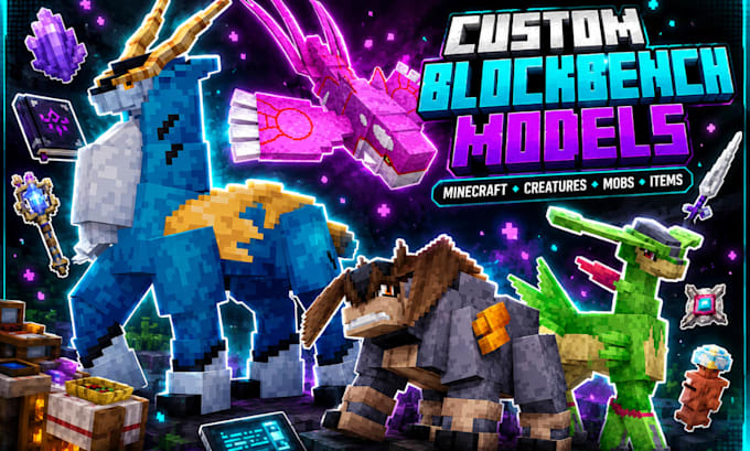 custom minecraft blockbench mob models animations texture addon voxel assets