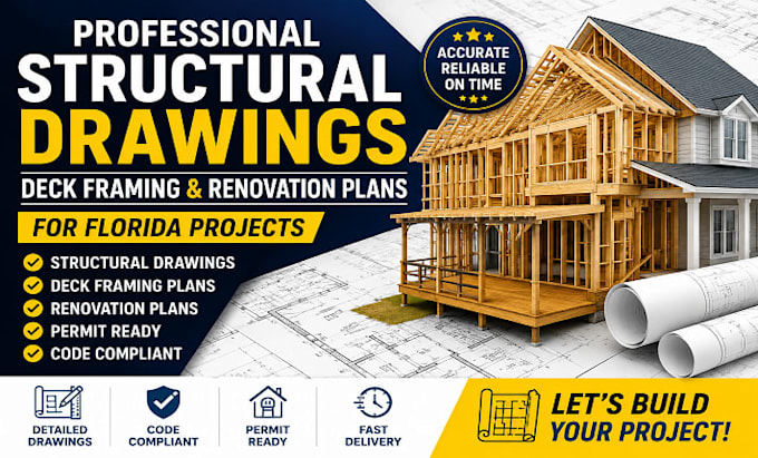 design structural drawings deck framing and renovation plans for florida project
