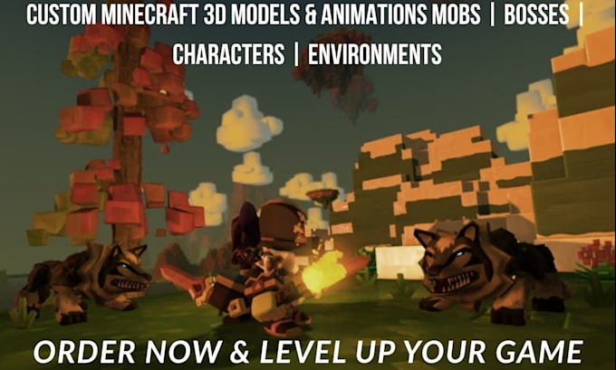 design custom minecraft mobs, bosses hytale model and animation in blockbench