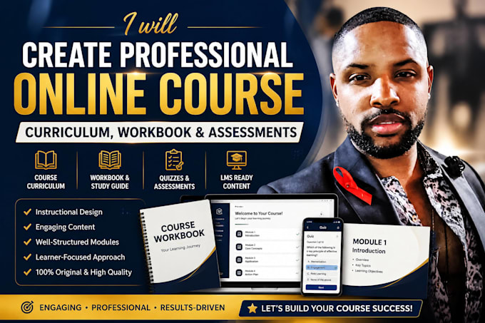 create professional online course curriculum, workbook and assessment