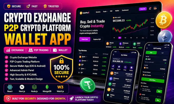 create crypto exchange website p2p crypto website wallet app exchange website