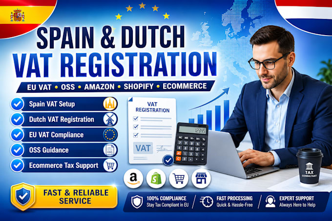 register your spain,dutch vat number and eu tax setup
