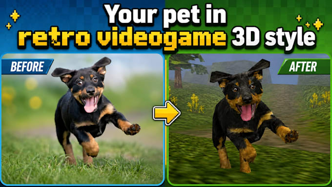 create a pet portrait in retro n64 ps1 videogame style