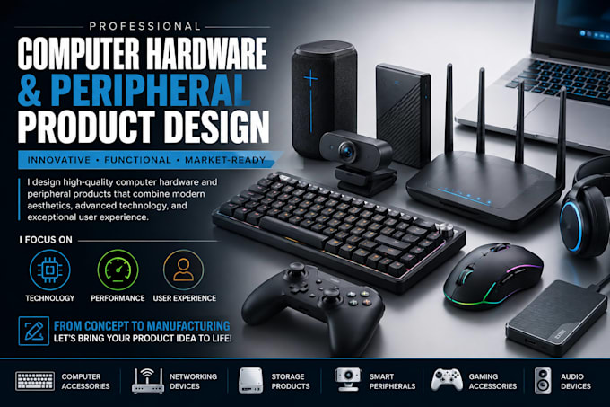 do high quality product design for any computer hardware, rechargeable  mouse