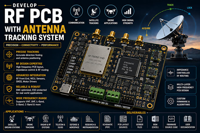 develop rf pcb with antenna tracking system