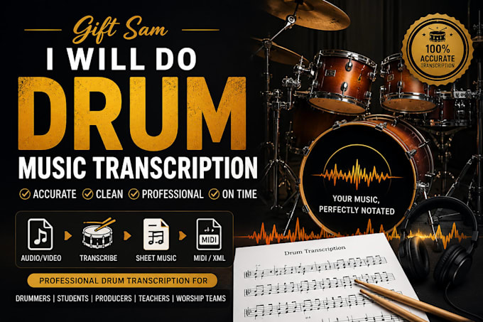 do drum music transcription for you