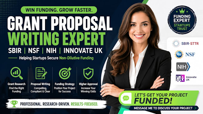 write sbir, nsf, nih and innovate UK grant proposals