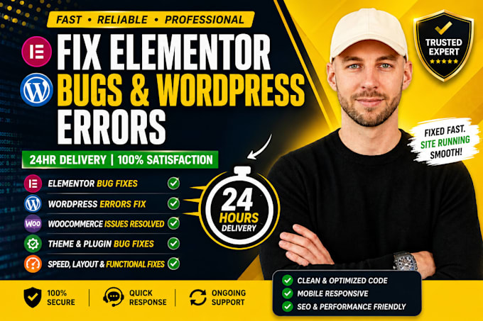 fix elementor bugs, wordpress errors, woocommerce fix, wordpress bug in 24 hrs