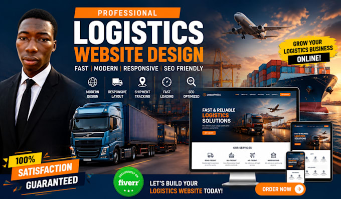 design logistics, trucking, cargo, and transport website