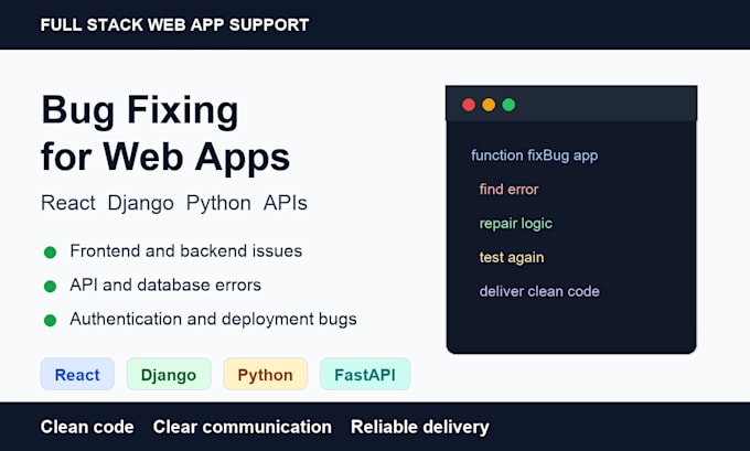 fix bugs in react django python and web apps
